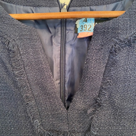 Karl Lagerfeld Paris classic tweed style sheath dress in medium blue. Size 8. - Picture 6 of 7